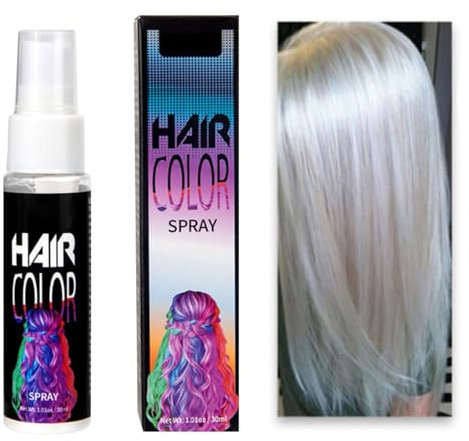 Colore temporaneo per capelli, colore viola, spray per capelli, lavabile, Crazy Hair Color Spray, Colorazioni per capelli, per carnevale, Halloween, cosplay, feste (bianco, taglia unica)
