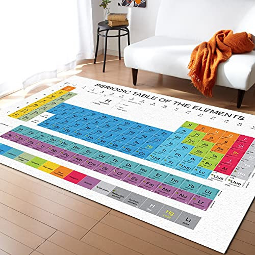 Moderner Periodensystem-Teppich, rutschfest, für den Innenbereich, Kinderteppich, langlebig, waschbar, Teppich für Schlafzimmer, Arbeitszimmer, 120 x 180 cm