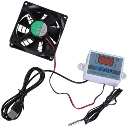 MALSSE USB-betriebener 80-mm-Schrank-Lüfter mit MultiSpeed-Controller für Schränke und Pflanzenhäuser, 30 ℃ / 35 ℃ / 40 ℃