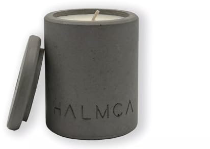 Halmca Beton-Duftkerze, Modell 'Delhi', 190g Kokosnuss-Ingwer-Limette, 40 Std. Brenndauer, Grau