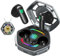 ANCwear True Wireless Earbuds, Bluetooth Headphones, Ear Buds with Metal chain & USB-C Charging Case,Mecha desgin with Customizable stickers for Teens,Young Adults (Ash) (Yellow)