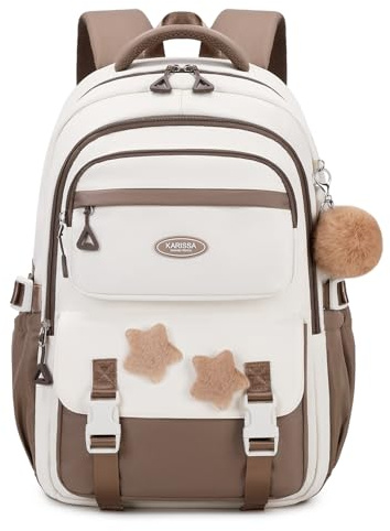 Kinderrucksack Mädchen 18L Schulrucksack Mädchen 2-7 Klasse,Leicht | Atmungsaktives Rückenpolster | Gepolsterte Schultergurte | Brustgurt,Schulranzen Kinder Schule Rucksack Teenager, Kaffeebraun