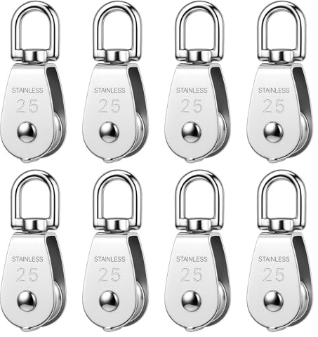 8 Stück M25 Umlenkrollen Edelstahl-Seilrollen Flaschenzug Umlenkrolle Blockseilrolle für Seile Edelstahlblock Seilrolle Schalen Riemenscheibe Roller Blockseilrolle Flaschenzug-Roller