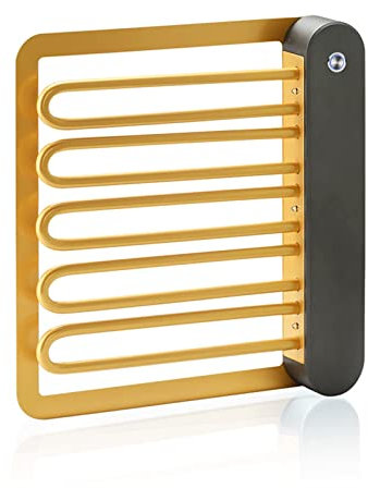 Heated Towel RackWallMounted 5Bar Electric Towel Warmer with Timer Luxurious Gold Finish 32x30cm Perfect for Warm & Dry Bath Towels