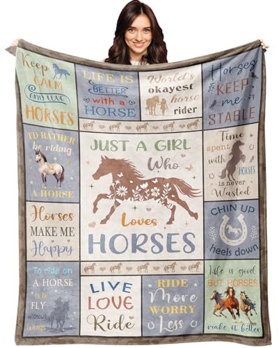 XALAZY Horse Gifts for Girls Women, Horse Blanket for Girls 50 x 60, Christmas Birthday Gifts for Horse Lovers, Equestrian Present for Women Throw