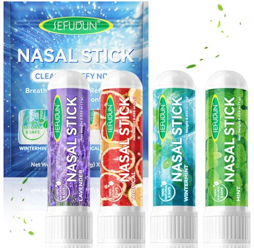 Nasal Stick 4 Pack, Bâtonnets Odorants pour Huiles Essentielles