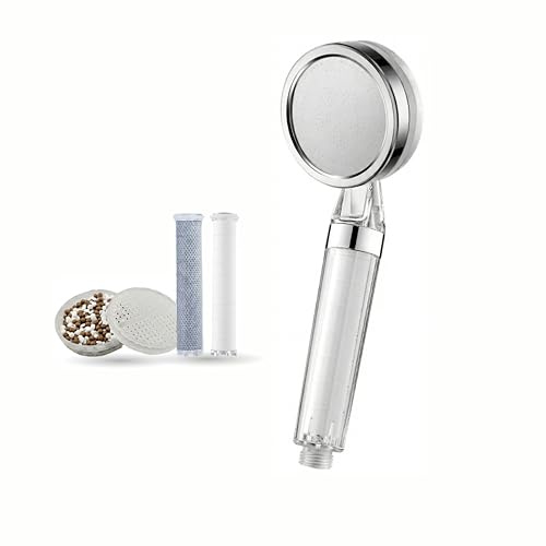 Nivoré Duschkopf mit Filter gegen Kalk und Chlor - Wassersparender Duschfilter für Hartes Wasser, Hochdruck Handbrause mit Druckerhöhung (Transparent ACF)