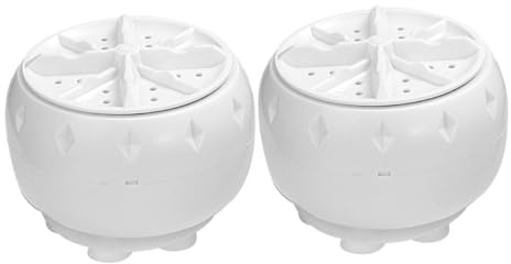2 Kleiner Waschmaschinen und Saugnapf Tragbare mit USB Anschluss | 5v 2a Stromversorgung, Kunststoffgehäuse, für Zuhause und Wohnmobil, Weiß, Schonende Reinigung