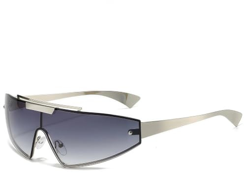 WOYUANSHA Sonnenbrille Herren Sonnenbrillen Für Damen Vintage Punk Sonnenbrille Retro Oval Spiegel Linsen Brillen Outdoor (Silbrig Grau)
