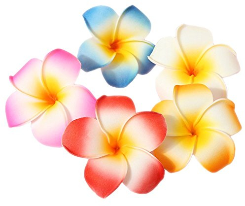 HugeStore 10 Stk 5cm Hawaiian Plumeria Frangipani Schaumblüte Haarklammer Haarspange Haarschmuck Haarnadeln