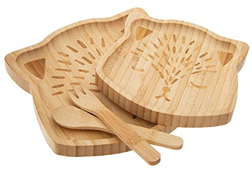 Atmosphera - Vaisselle Enfant Set de Repas 4 Pièces en Bambou Motif Ours