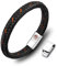 Casisto.J Lederarmband Herren Armband Herren Männer Leder Edelstahl Gravur Schwarz Braun Geflochten mit Magnet Verschluss (Schwarz, 21)