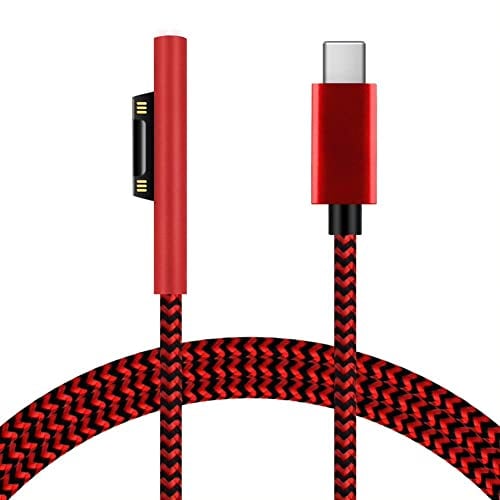 Surface Nailon trenzado de 6 pies para USB-C cable de carga,requiere 45W 15V3A USBC, fuente de alimentación PD,compatible con Microsoft Surface Pro7 Go2 Pro6 5/4/3 Surface Laptop1/2/3 y Surface Book