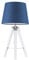 MiniSun | Modern White Wood and Silver Chrome Tripod Table Lamp with a Navy Blue Tapered Shade | Home Décor, Bedside & Desk Lamp