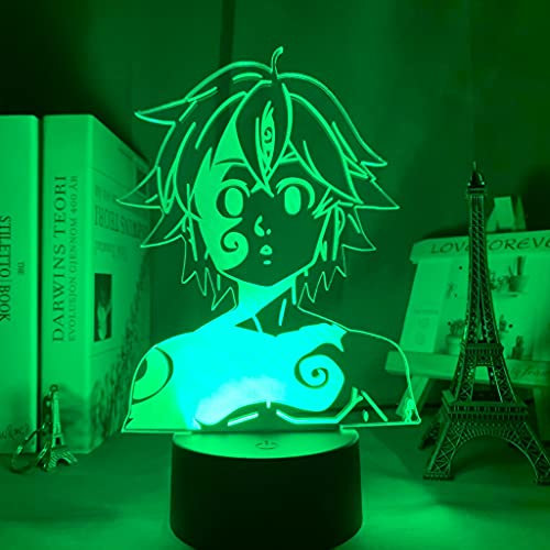 Lampada da notte in acrilico Manga The Seven Deadly Sins Gadget per la stanza di casa Luce decorativa Meliodas Figura Lampada da tavolo per bambini Regalo