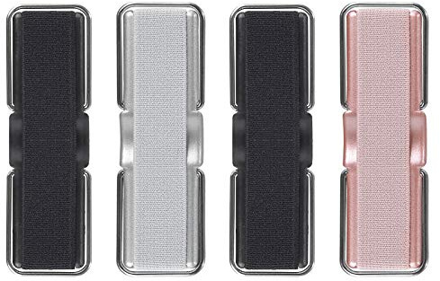 Phone Strap, CISID 4 Pcs Phone Finger Holder Back of Phone Grip with Stand Suitable for iPhone Samsung and Most Smartphones(Black Black Silver Rose Gold 4PCS)
