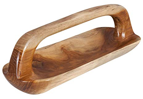 levandeo Schale ca. 60x20cm Teakholz mit Griff Holzschale Dekoschale Natur Unikat Dekoration Obstschale Tischdeko Tragegriff