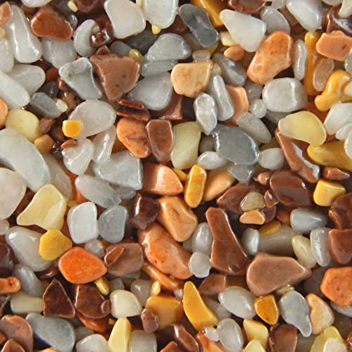 Terralith Steinteppich Marmor Komplett-Set für 1qm - Körnung: mittel - 4-6mm mit Epoxidharz Bindemittel - für Innen in orange-weiß (mix venezia)