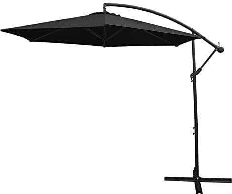 Sombrilla Voladiza 3m 300cm Inclinable con Mecanismo Manivela Cubierta lmpermeable GRATIS Parasol Colgante Terraza Jardín Patio Exterior Toldo Paraguas Quitasol Dosel Grande Protección UV - Negro
