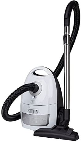 KHG Staubsauger BS-703MT in weiß/schwarz mit 700W, 1,5L Staubbehälter, HEPA-Filterschutz, umschaltbare Bodendüse, Kombidüse, automatische Kabelaufwicklung, Energiesparmotor