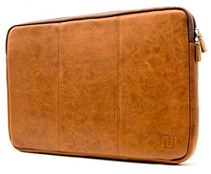 NEGOTIA Vintage Abbey Laptop Hülle 17 Zoll, Handgemachte Tasche für Laptops, Premium Mac Book Pro 17 Zoll Hülle, Zusätzliches Fach für Zubehör, Braun