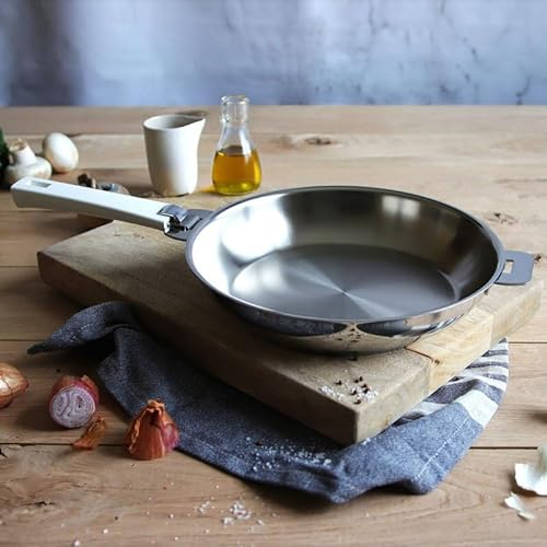 Cristel Set 2 Poeles Hautes Mutine Amov INOX + Poignee Blanche: Ph24Q + Ph28Q