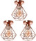 TOKIUS Retro Deckenlampe 16CM Vintage Deckenleuchte im Industrial Design Geometrisch Lampenschirm E27 Lampe aus Eisen Käfig Pendelleuchte Roségold (3 Stücke)