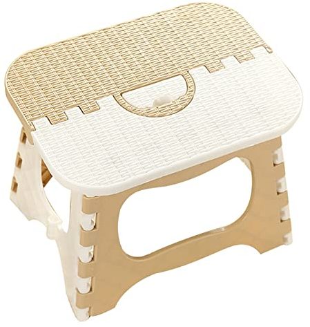 Garosa Folding Step Stool Foldable Plastic Stool for Kids Adult Folding Stools with Portable Handle Outdoor Activity Portable Tool for Home, Office, Garden (Portable beige),outdoor chair