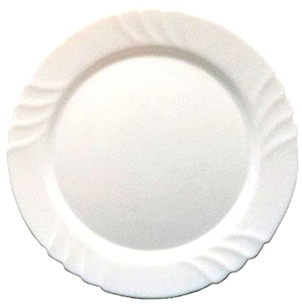 Fuente redonda llana Ebro fabricada en vidrio opal, ideal para servir postres o aperitivos, apto para lavavajillas. 2 x 32 cm (alto x diámetro)