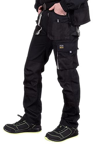 REIS Men's FORECO-T_BJS Work Utility Pants, Schwarz-Hellgrau, 48
