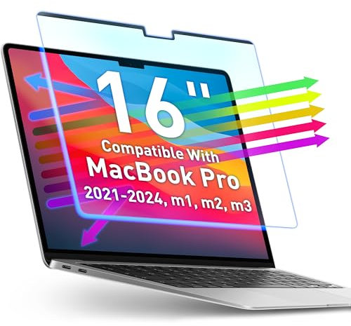 Pantalla magnética de luz azul para MacBook Pro 16 Filtro protector de pantalla antirreflejos antirreflejos de luz azul | Protección ocular Filtro de bloqueo de MacBook Pro de 16 2021 M1 Pro/Max