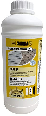 Sadira | Tratamiento Teca 3. Sellador Incoloro 1 L. | Tratamiento para la Madera de los Barcos Limpia, renueva y restaura la Madera