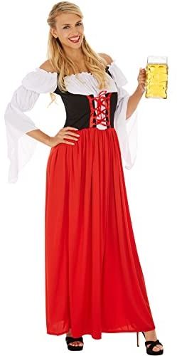 dressforfun 950026 Frauenkostüm Festdirndl Resi, tailliert gearbeitetes Dirndl mit langem Rock, angenähte, schulterfreie Bluse mit Rüschen