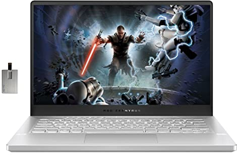 ASUS 2022 ROG Zephyrus 14 FHD 144Hz Gaming Laptop, AMD Ryzen 7-5800HS Processor, 40GB RAM, 2TB PCIe SSD, Backlit Keyboard, NVIDIA GeForce RTX 3060 Graphics, Windows 11, White, 32GB USB Card