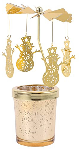 Beaupretty Kerzenhalter Karussell, Teelicht Karussell Weihnachten Spinning Teelicht Kerzenhalter Weihnachten Gold Teelichthalter Weihnachtsdeko