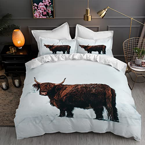 BettwäSche 200x220 Beige Yak Weiche Kuschelige Mikrofaser Bettwäsche-Sets,bettbezug 200 X 220 cm Und 2 Kissenbezug 80x80cm，mit Reissverschluss Design Modern Bettdeckenbezug