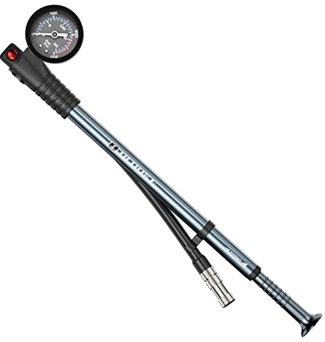 Diyife Shock Bike Pump, [300 PSI] High Pressure Front Fork Pump with Gauge, [Fit Presta Schrader] Air Release Button, Portable Bike Suspension Pump Mini Pump for Bicycle, Shock Absorber, MTB(Titanium)