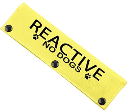 Generic Dog Leash Cover Wrap - Reactive No Dogs / I Like People - Yellow, 22 cm x 6 cm