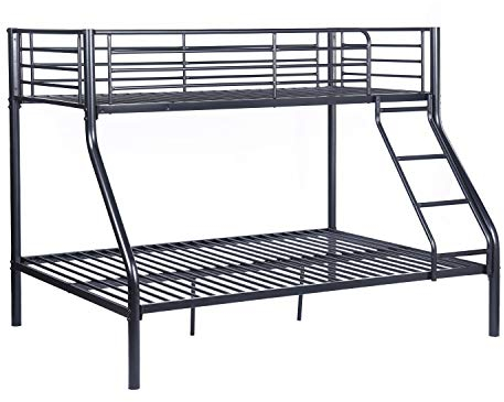 MEUBLE COSY Etagenbett Kinderbett für 3 Personen, Jugendbett Bettgestell 90x 190 und 140x190cm, Metall, Hochbett für Kinder, Schlafzimmer, Haus, Schwarz