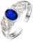 PRAYMOS Saphirring 925er Sterlingsilber Geburtssteinring für Frauen und Mädchen Edelsteinring keltischer Knoten Statement Ring ovaler offener Geburtstagsschmuck