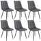 Juskys Esszimmerstühle Blanca 6er Set - Samt Stühle gepolstert - Stuhl für Esszimmer, Küche & Wohnzimmer - modern, belastbar bis 120 kg Dunkelgrau
