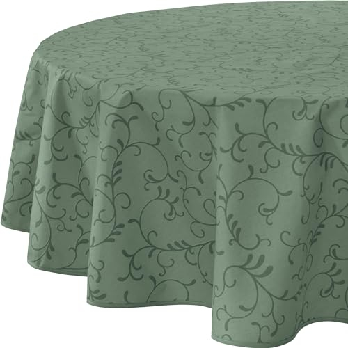 Erwin Müller Tischdecke Essen abwaschbar Salbei Größe rund: 160 cm Ø