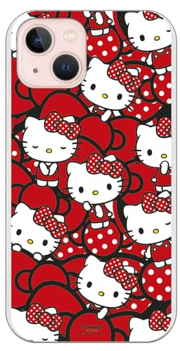 Personalaizer Case Compatible with iPhone 15 with Hello Kitty Design and Red Bows and Polka Dots - Kawaii Style - Flexible TPU Silicone Case Transparent