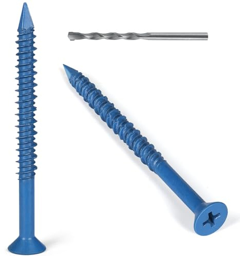 VGBUY 3/16×2-3/4 Inch 55PCS Flat Head Concrete Screws, Screws Anchor with Drill Bit,for Masonry, Block, Brick, Cement, Stacoo, No Pre Drilling, Diamond Point