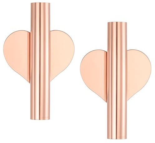 PATIKIL Wall Flower Vase Tube, 2 Pack Dried Flower Vase Racks Heart-Shaped Wall-Mounted Flower Tube for Flower Display Decoration, Rose Gold