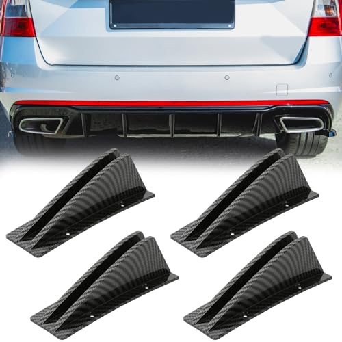 DREAMIZER Auto Heckspoiler, 4PCS Universal Car Heck Stoßstange Spoiler Diffusor, ABS hinteren Stoßstange Spoiler, Kohlenstoff Spoiler Flossenschutzdekoration