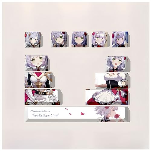 Genshin Impact Tastenkappen, PBT-Tastenkappen mit 12 Tasten, Thermosublimation, benutzerdefinierte Tastenkappen für mechanische Cherry Gateron MX-Tastaturen (Noelle)