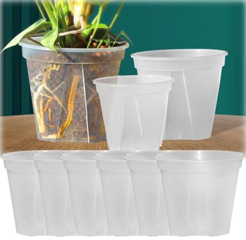 Pot à orchidées, pots à orchidées avec trous, pots de fleurs en plastique transparent, pots de fleurs en plastique transparent pour intérieur et extérieur (10 x 8 cm)