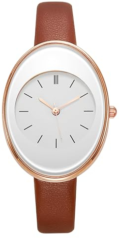 Avaner Uhren Damen Oval Leder: Damenuhr Slim Lederuhr Ultradünnes Armbanduhr mit Balkenskala Analog Quarz Uhr Geschenk für Frauen Mädchen