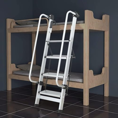 Aluminum Bunk Bed Ladder, Universal 4 Step Ladder with Adjustable Handrail, Heavy Duty Loft Truck Boat Safety Climb Ladder, Anti-Slip